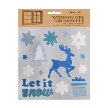 Ablakzselé rénszarvas és hópehely mintákkal - 20 x 25 cm kép