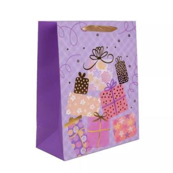 Ajándékcsomag mintás ajándéktasak, lila - 18 x 23 cm kép