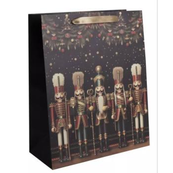 Ajándéktasak A diótörő mintával, 18 x 23 cm - Fekete kép