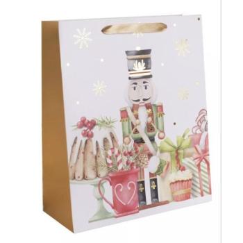 Ajándéktasak A diótörő mintával, 26 x 32 cm - Arany kép