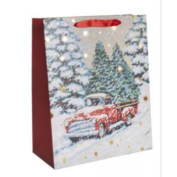 Ajándéktasak havas táj mintával - 18 x 23 cm kép