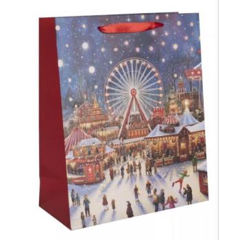 Ajándéktasak karácsonyi vásár mintával - 11 x 14 cm kép