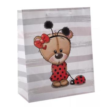 Ajándéktasak katicás maci mintával - 18 x 23 cm kép