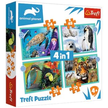 Animal Planet: A titokzatos állatvilág 4 az 1-ben 70-54-48-35db-os puzzle - Trefl kép