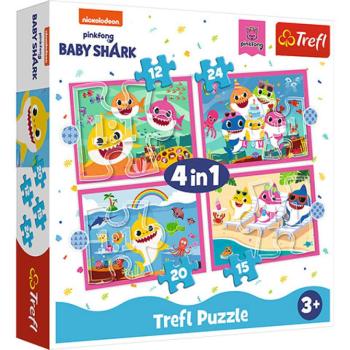 Baby Shark: Cápa család 4 az 1-ben puzzle - Trefl kép