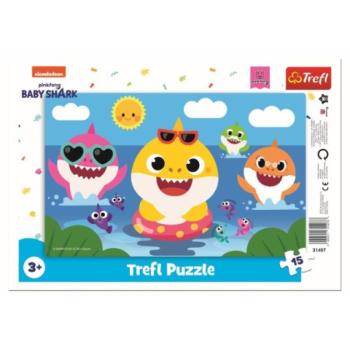 Baby Shark: Vidám cápák 15db-os keretes puzzle - Trefl kép