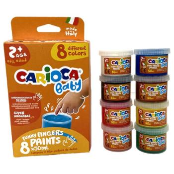 Baby ujjfesték szett különböző színekkel 8x50ml - Carioca kép