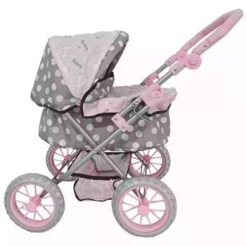 Bambolina: Játék babakocsi árnyékolóval, mózeskosárral - rózsaszín kép