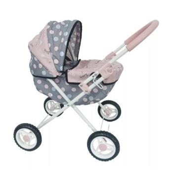 Bambolina: Játék babakocsi árnyékolóval - szürke-rózsaszín kép