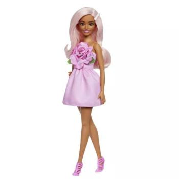 Barbie: Fashionista barátnők stílusos divatbaba - Baba rózsás ruhában kép