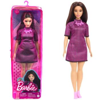 Barbie Fashionistas: Barátnő baba rózsaszín kockás ruhában - Mattel kép