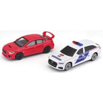 BBburago Audi A6 rendőrautó és üldözöttje (Subaru Impreza) - 1:43-as méretarány kép