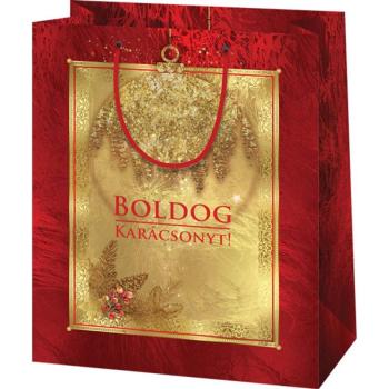 Boldog Karácsonyt feliratos normál méretű exkluzív ajándéktáska 11x6x15cm kép