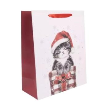 Cica mintás csillámló ajándéktasak - 26 x 32 cm kép