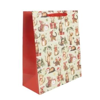 Cicák mikulássapkában mintás ajándéktasak - 26 x 32 cm kép