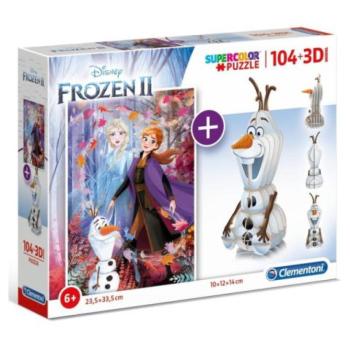 Clementoni: Disney Jégvarázs 2 az 1-ben 104db-os puzzle és Olaf modell kép