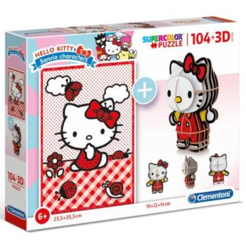 Clementoni: Hello Kitty 2 az 1-ben 104db-os puzzle és modell figura kép