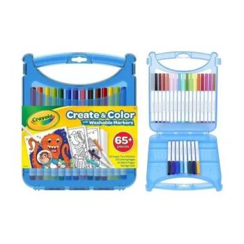 Crayola: Hordozható művészkészlet kimosható filctollakkal és színezőlapokkal - 65 db-os kép