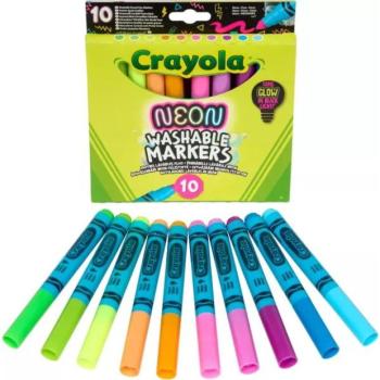 Crayola Washable Markers: Lemosható, neon színű filctollkészlet - 10 db-os kép