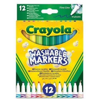 Crayola Washable Markers: Lemosható, vékonyhegyű filctoll készlet - 12 db-os kép