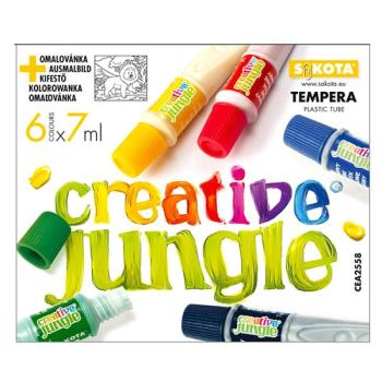 Creative Jungle: 6 darabos tubusos tempera készlet kifestővel - 6 x 7 ml kép