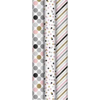 Csíkos és pöttyös tekercses csomagolópapír - 70 x 200 cm, többféle kép