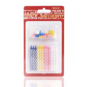 Csíkos születésnapi gyertya - 6 cm, 12 darabos kép
