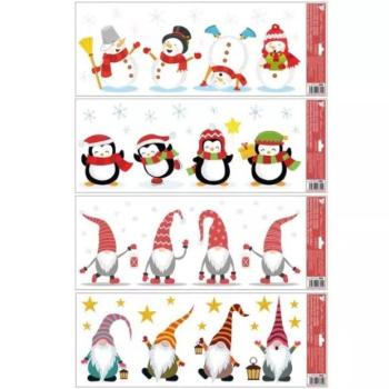 Csillámos ablakmatrica mókás ünnepi mintákkal, 60 x 22 cm - többféle kép