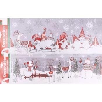 Csillámos karácsonyi ablakmatrica - 21 x 60 cm, többféle kép