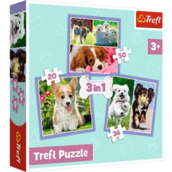 Cuki kutyusok 3 az 1-ben 50-36-20db-os puzzle - Trefl kép