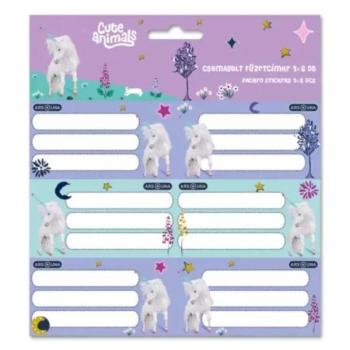 Cute Animals: Unikornis mintás füzetcímke - 3 x 6 db kép