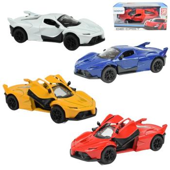 Die-Cast: Fém luxus sportautó nyitható ajtóval, többféle változatban 12cm 1db kép