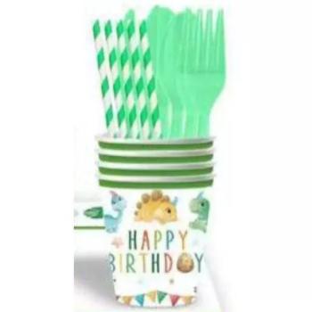 Dinó mintás születésnapi papírpohár - 10 db-os kép