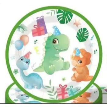 Dinó mintás születésnapi papírtányér - 10 db-os kép