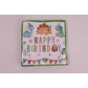 Dinó mintás születésnapi szalvéta - 20 db-os kép