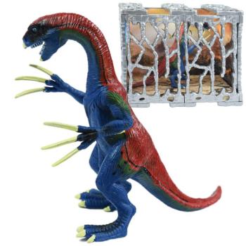 Dino World: Részletgazdagon kidolgozott 20cm-es Therizinosaurus dinoszaurusz figura ketrecben kép