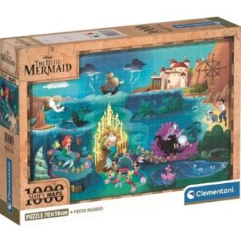 Disney A kis hableány térkép 1000db-os puzzle poszterrel - Clementoni kép