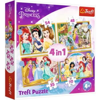 Disney Hercegnők: Boldog nap 4 az 1-ben 70-54-48-35db-os puzzle - Trefl kép