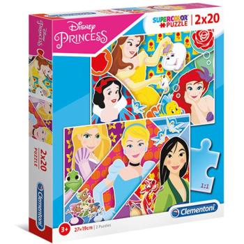 Disney Hercegnők Supercolor 2 az 1-ben puzzle 2x20db-os - Clementoni kép