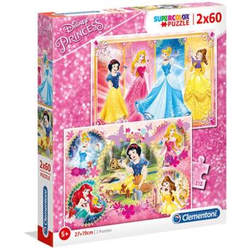 Disney Hercegnők Supercolor 2 az 1-ben puzzle 2x60db-os - Clementoni kép