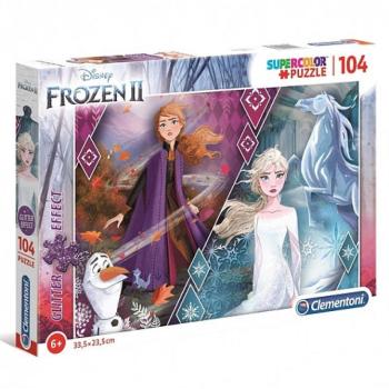 Disney: Jégvarázs II. Anna és Elza glitteres 104 db-os puzzle - Clementoni kép