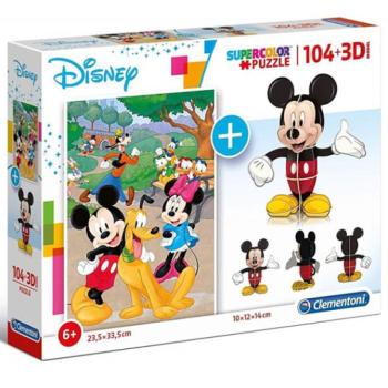 Disney: Mickey egeres 104 db-os puzzle + 3D-s Mickey modell - Clementoni kép