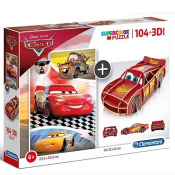 Disney: Verdák 104 db-os puzzle + 3D-s Villám McQueen modell - Clementoni kép