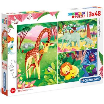 Dzsungel barátok Supercolor 3 az 1-ben puzzle 3x48db-os - Clementoni kép