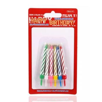 Elfújhatatlan csíkos születésnapi gyertya - 6 darabos kép