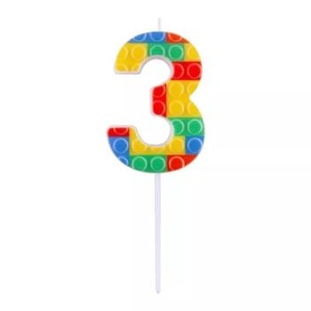 Építőkocka mintás gyertya - 3 kép