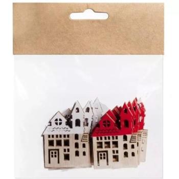 Fa templom karácsonyfa dísz, 12 db-os, 5 cm kép