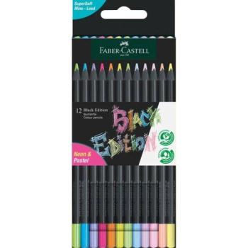 Faber-Castell: Black Edition színes ceruza szett, pasztell-neon - 12 db-os kép