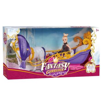 Fantasy Carriage Mesés nyitott hintó lóval és babával kép