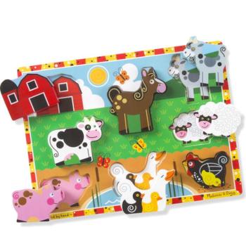 Farm állatos vastag fa formapuzzle 8 elemmel - Melissa & Doug kép